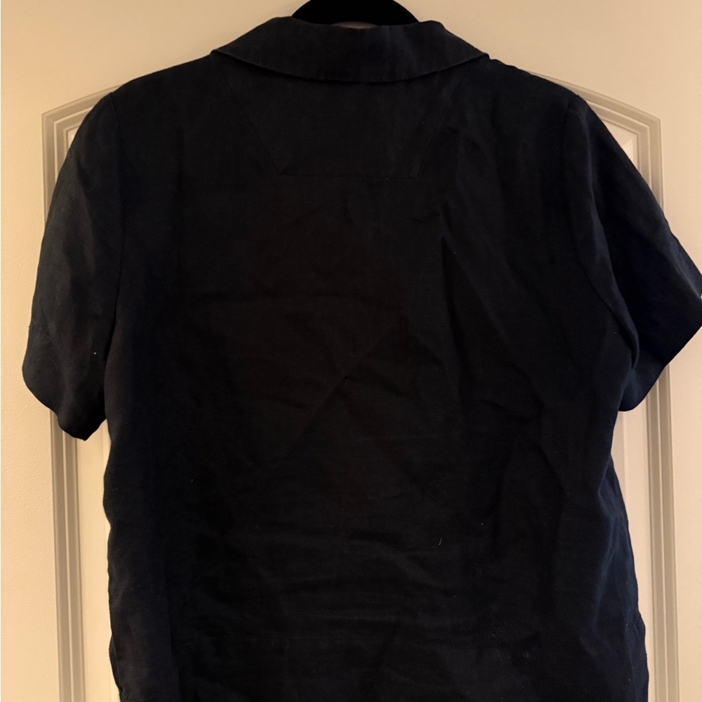 Quince European 100% linen short sleeved shirt | Black, size small - Picture 2 of 6